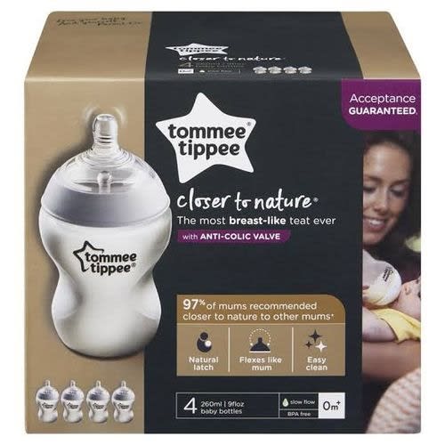 Closer To Nature - 4pcs - 260ml -anti Colic Bottle