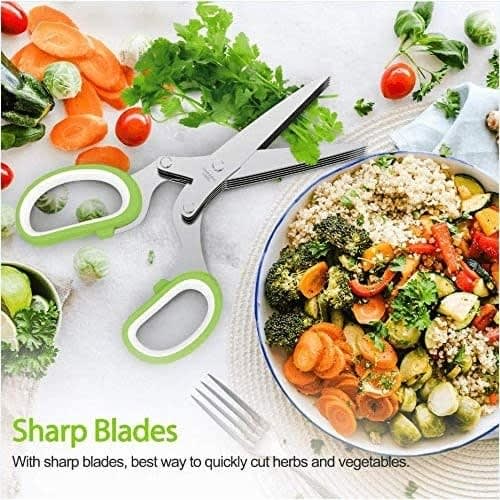 Multi-layer Stainless Steel Onion Scissors Office Shredder Scissors - Green