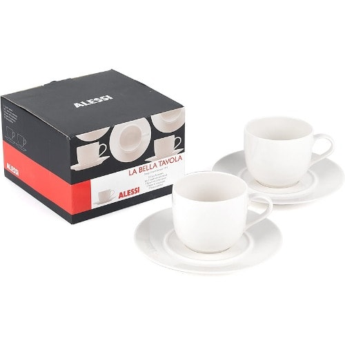 La Bella Tavola Porcelain Cups With Saucers- 180ml - Off-White