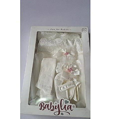 Ivory Baby Girl's Boxed Christening Cloth - 4 Piece