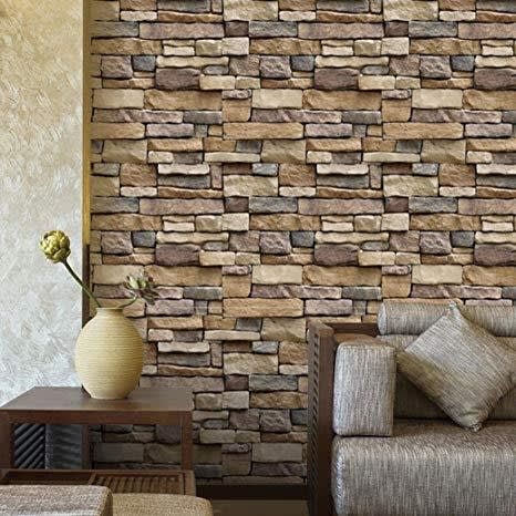 Wall Decor, 3d Wall Paper Brick Stone Rustic Effect -5.3sqm