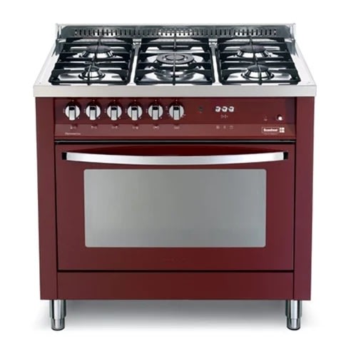 Prg96g2g - 90x60 Cms Burgundy Red 5 Burners Semi Professional Cooker