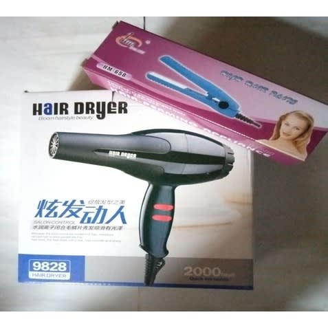 Lightweight Hair Dryer + Travel Hair Straightener -  Black