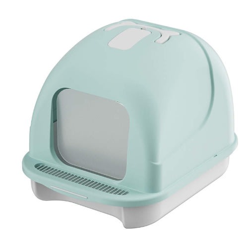 TD Sturdy Cat Litter Box - Green/White