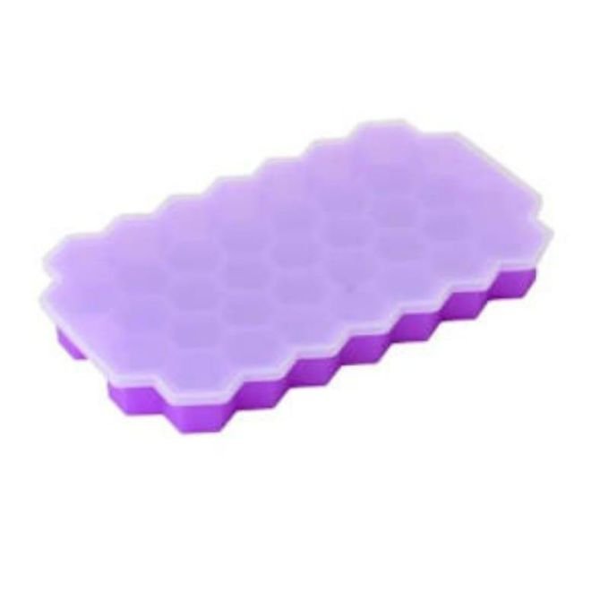 Silicone Ice Cube Maker With Cover - Purple