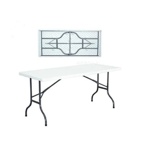 10-seater Rectangular Plastic Folding Table With Foldable Metal Legs - 6ft