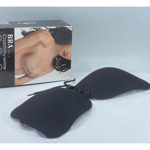 Adhesive Strapless Silicon Women's Bra - Black
