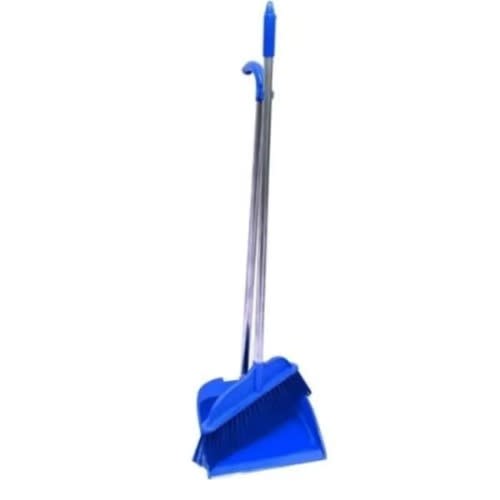 Stainless Sweeping Broom And Parker With Long Handle - Blue