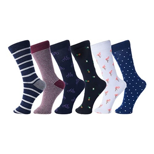 Men's Cotton 6 Pack Dress Socks - Solid Ribbed Argyle Set 228