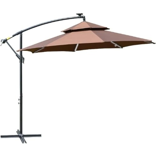 Outsunny - 3m Cantilever Banana Parasol Hanging Umbrella With Double Roof