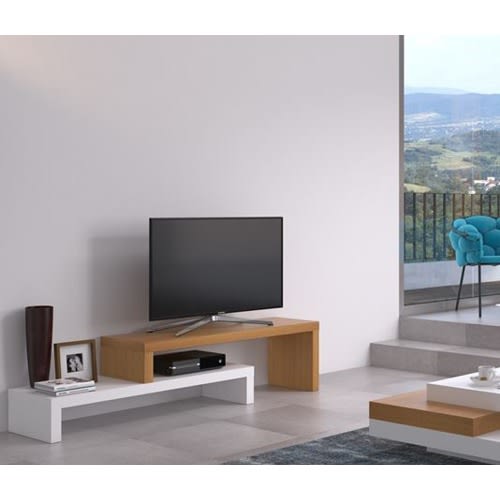 Extendable Wooden Tv Stand -Brown & White