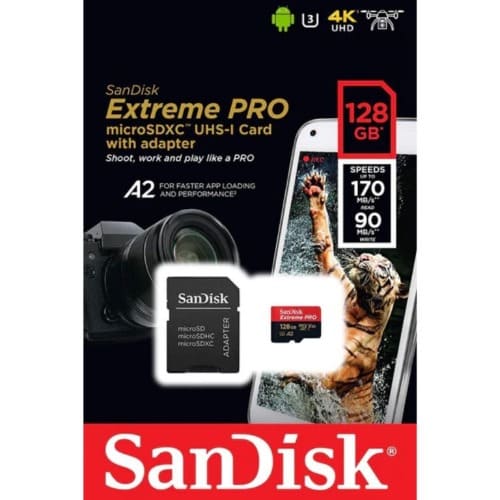Sandisk Extreme Pro 128GB 200mbps Micro SDXC UHS-I Detachable Memory Card with Adapter