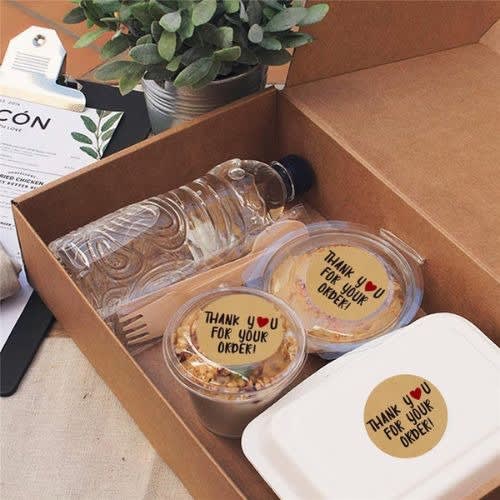 Thank You For Your Order Packaging Stickers, Brown - 500pcs/roll