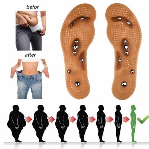 Acupressure Massage Magnetic Foot Insoles - Brown