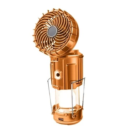 Solar Charging Camping Fan Lamp - Gold - 220V