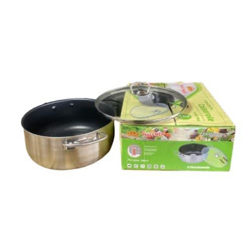 Stainless Steel Casserole With Non-stick Coating With Glass Lid- 24cm