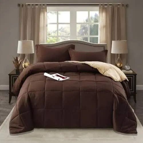 Duvet / duvet cover And 4 Pillowcases - Cream And Brown