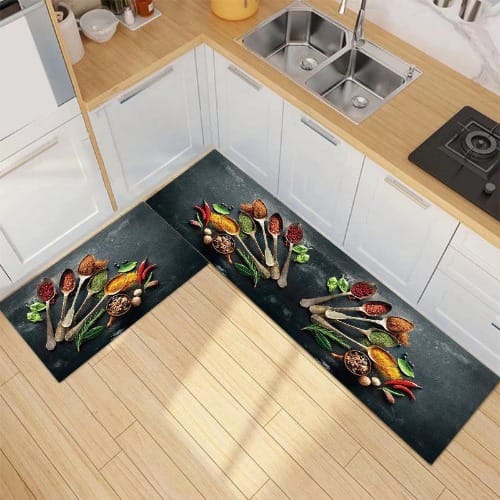 Spices Design Anti-slip Kitchen Runner Mats - Set Of 2