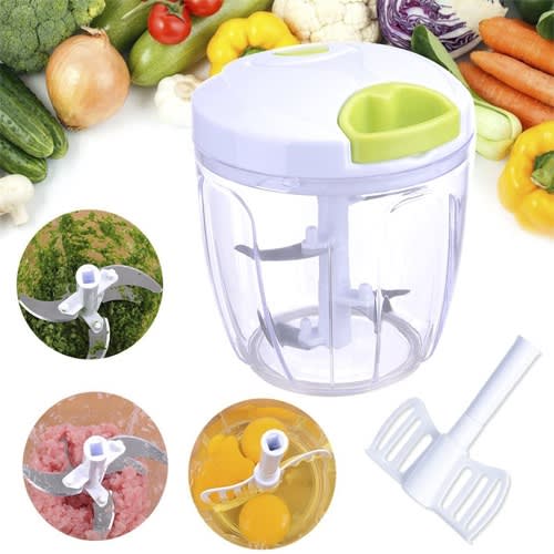 Easy Kitchen 5 Knife Blade Manual Food Processor & Grinder - 900ml