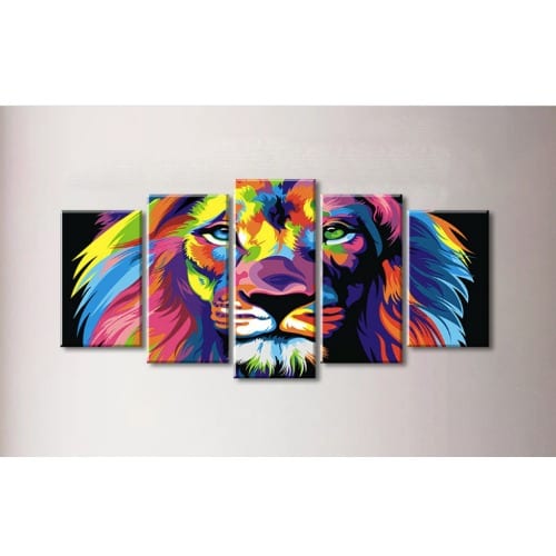 5pcs Frameless Canvas Painting Home Wall Decor Art - Lion