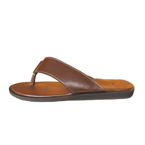 Palm Leather Slippers - Brown