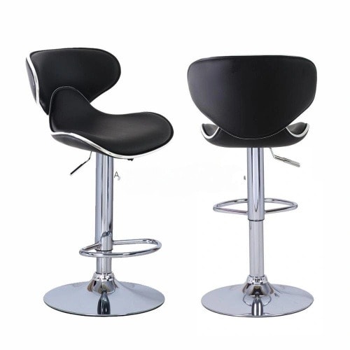 Love Shape Swivel 360° Adjustable Bar Stool - Set of 2 - Black