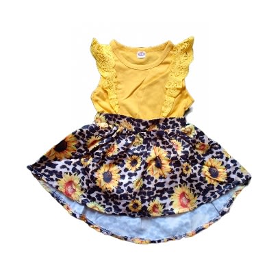Yellow Bodysuit With Floral Skirt