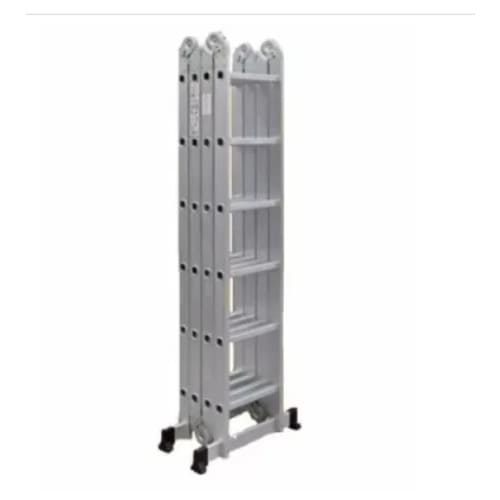 Foldable Multipurpose Aluminium Ladder With Twin Stabilizers - 4x6 Rungs