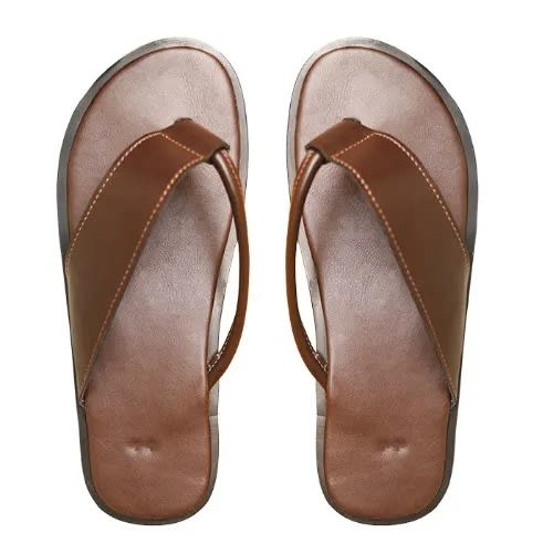 Palm Leather Slippers - Brown