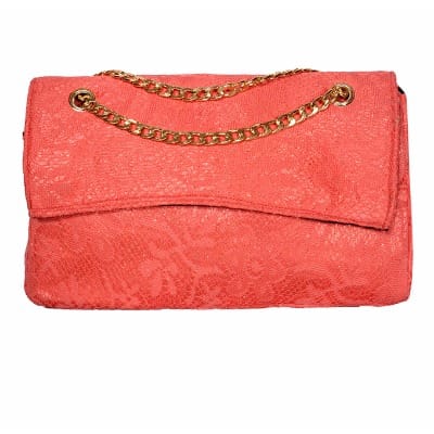 Classy Customized Lace Handcrafted Bag - Peach