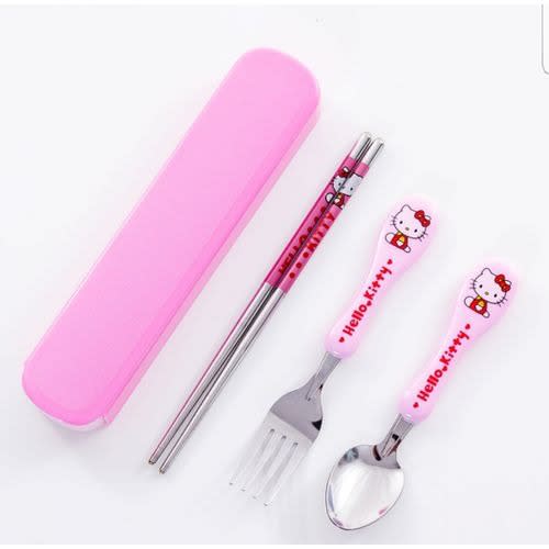 Hello Kitty Cutlery Set For Kids (spoon, Fork And Chopsticks)