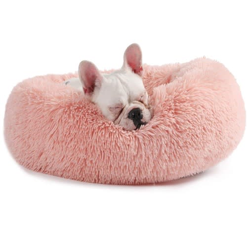 TD Donut Shaped Plush Calming Faux Fur Pet Bed - Peach - XLarge - 80cm