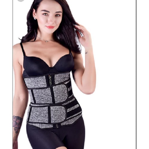 2 Straps Waist Trainer With Zipper - 15 Steel Bone