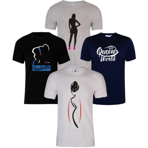 Ladies Flock Design Tee Shirts 4-in-1 Bundle - Multicolour