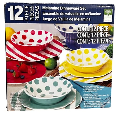 Melamine Dinnerware Set 12 Piece - Multicolor