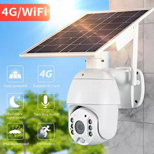 Solar Powered 4g Simcard Ptz Cctv Wireless Camera