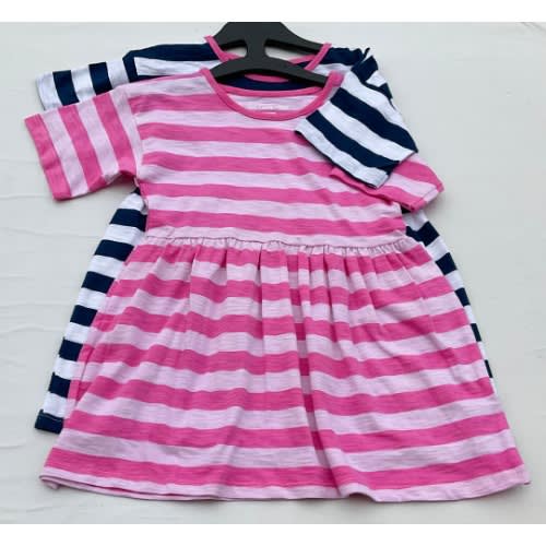 Stripy Dresses - Pink & Blue - 2pieces
