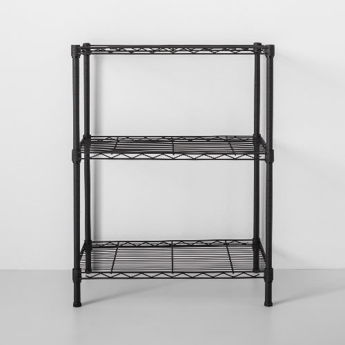 3 Tier Wire Shelf - Made By Design -77.7cm x 59cm x 33.9cm-Black