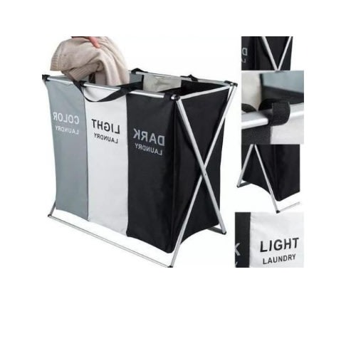 Laundry Basket With Stand - 3 Slots