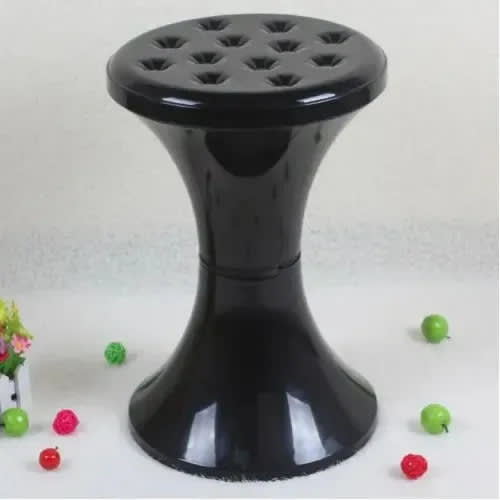 Detachable Plastic Stool With Storage Space - Black