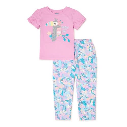 365 Kids Girls Ruffle Sleeve T-shirt And Pants - Hornbill Bird