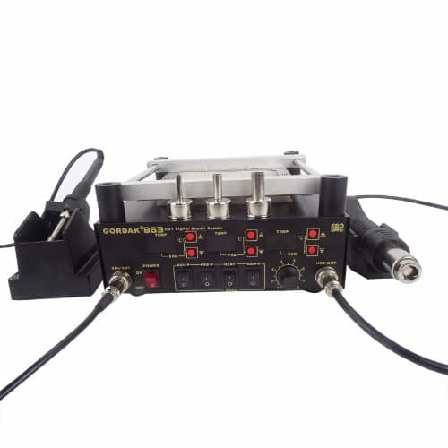 Digital Hot Air Heat Gun BGA Rework Solder Station + Soldering iron + IR Infrared Pre-heater