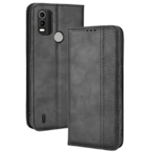 Leather Flip Case For Nokia C21 Plus - Black