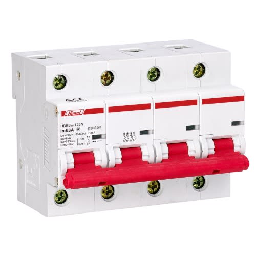 Himel Miniature Circuit Breaker, Hdb3w-125, 27mm, Ac, 10ka, 4p, C Curve, 80 A|| HDB3W125H4C80