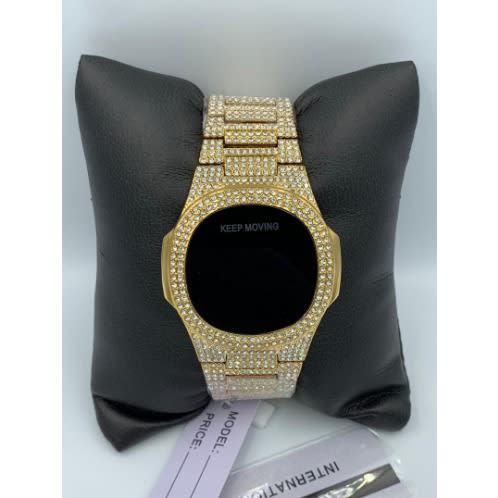 Iced Stone Touch Screen Wrist Watch For Men -Gold