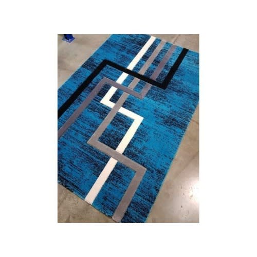 Abstract Contemporary Center Rug- 5ftby7ft - Blue