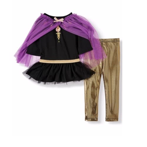 Frozen 2 Toddler Girl  Tulle Peplum Top With Cape & Leggings Set Outfit