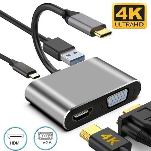 4in1 Usb Type C To Hdmi Adapter - 4k Vga Usb 3.0