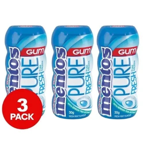 Mentos Pure Fresh Sugar Free Mint Chewing Gum - 30g X 3 Bottles