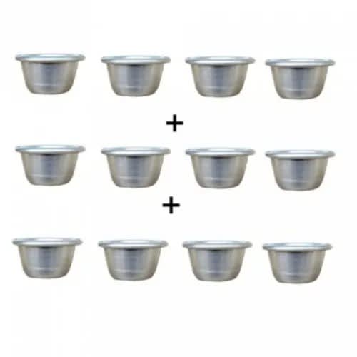 Moin Moin Plate- Re-usable Aluminium Cups With Cover - 12 Pieces